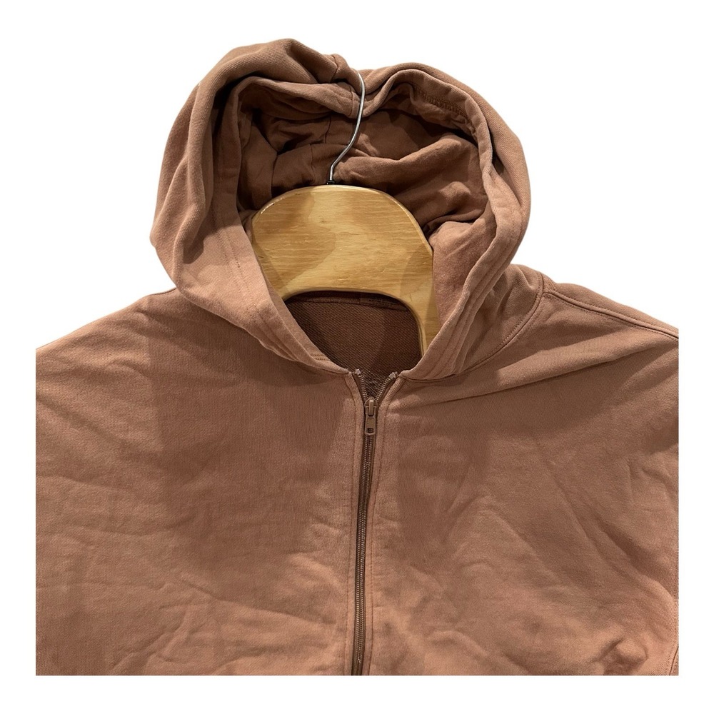 Skims Zip Up‎ Hoodie Womens 2XL Brown 100% Cotton Cropped Pullover Casual